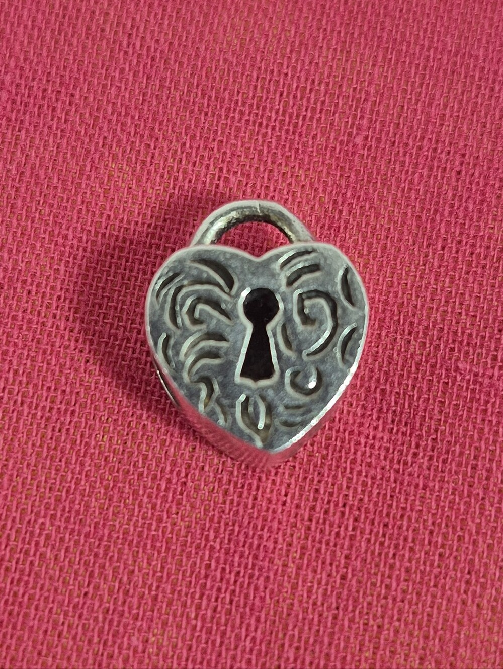 Heart Lock Slider Charm 925 Sterling Silver IBB Thai Scroll